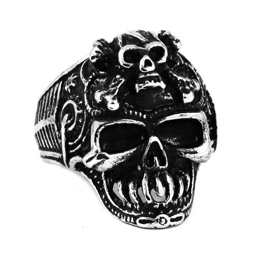 Gothic Stainless Steel Pirate Skull Ring SWR0423 - Click Image to Close