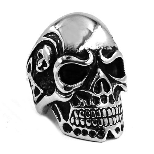 Vintage Gothic Skull Biker Ring Skeleton Ghost Skull Biker Ring Stainless Steel Men Ring SWR0435 - Click Image to Close