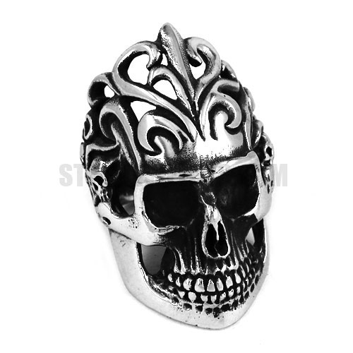 Gothic Stainless Steel Crown Skull Ring SWR0458 - Click Image to Close