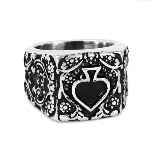 Vintage Gothic Stainless Steel Peach Heart Ring SWR0476 - Click Image to Close