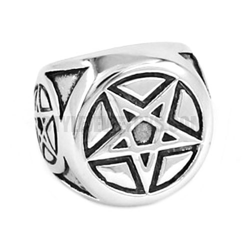 Stainless Steel Vintage Pentagram Ring SWR0487 - Click Image to Close