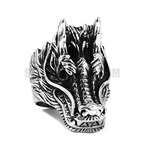 Vintage Gothic Dragon Stainless Steel Biker Men Ring SWR0509 - Click Image to Close