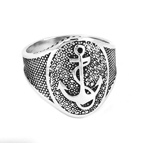 Gothic Stainless Steel Fashion Motor Biker Jewelry Anchor Ring Band Rings SWR0511 - Click Image to Close