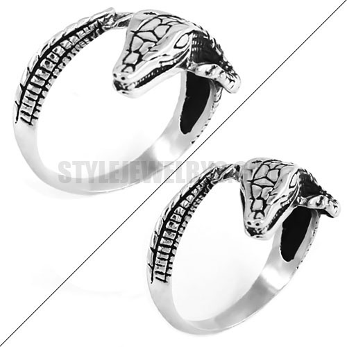 Spiral Crocodile/ Alligator Reptile Biker Ring Stainless Steel Ring SWR0539 - Click Image to Close