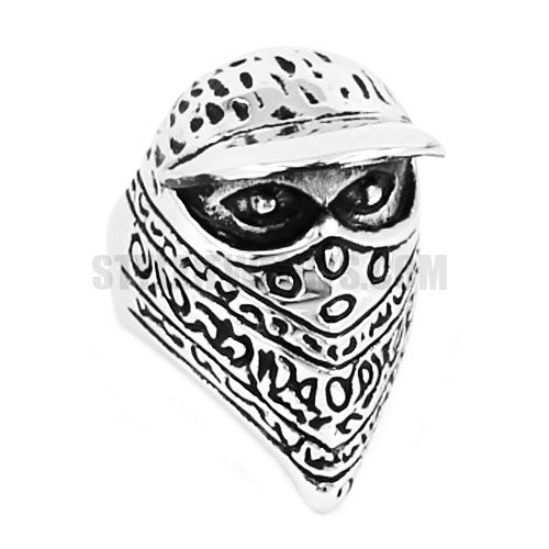 Masked Head Stainless Steel Ring SWR0553 - Click Image to Close