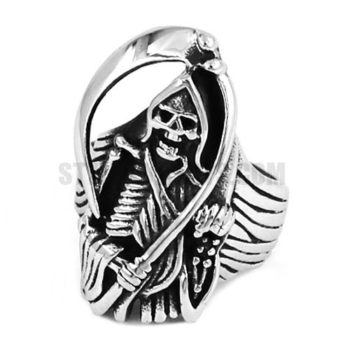 Gothic Stainless Steel Grim Reaper Ring SWR0561 - Click Image to Close