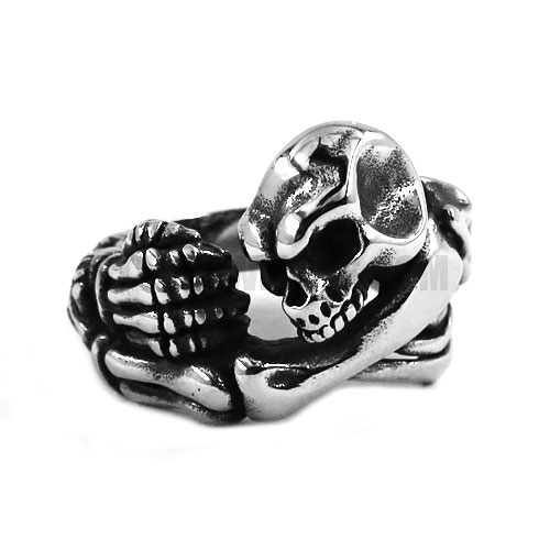 Gothic Stainless Steel Skull Ring SWR0564 - Click Image to Close