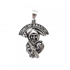 Stainless Steel Gothic Skull Pendant Carved Word Mes's Pendant SWP0244