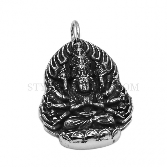 The Thousand-hand Goddess of Mercy Buddha Jewelry Stainless Steel Jewelry SWP0591 - Click Image to Close