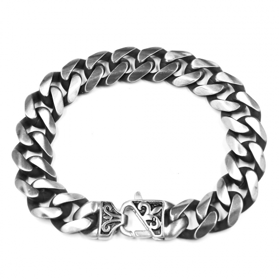 15mm Norse Viking Cuban Bracelet Stainless Steel Retro Personality Irises Cuban Link Chain Men Bracelet For Gift SJB0389 - Click Image to Close