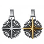 Norse Viking Sailing Compass Pendant Stainless Steel Jewelry Fashion Cross Biker Pendant For Men Gift SWP0659