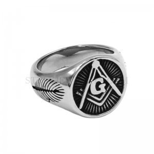 Classic Masonic Ring Feather Ring Stainless Steel Freemasonry Masonic Biker Ring Wholesale SWR0998