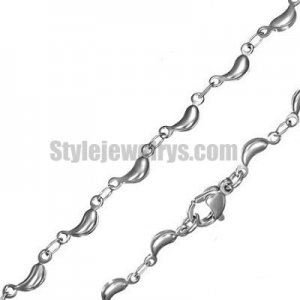 Stainless steel jewelry Chain 50cm - 55cm length horn waterdrop chain necklace w/lobster 2mm ch360226
