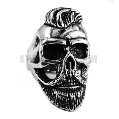 Gothic Stainless Steel Whiskers Skull Ring SWR0427