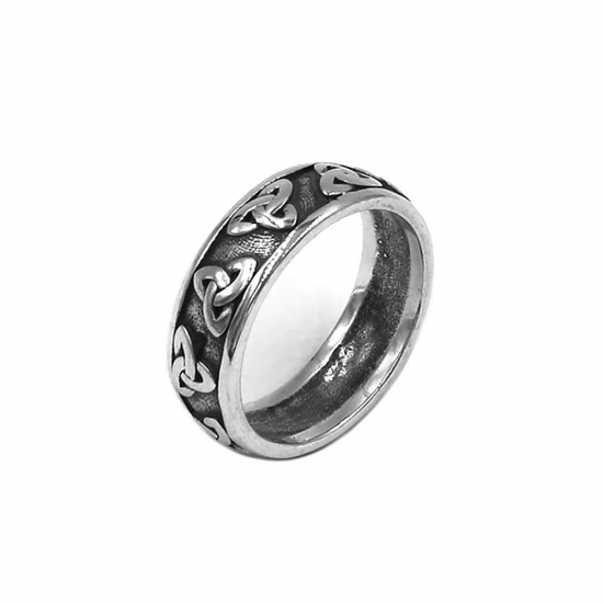 Fashion S925 Sterling Silver Celtic Knot Ring Claddagh Irish Jewelry Viking Silver Biker Wedding Ring for Women Girls SWR0945 - Click Image to Close