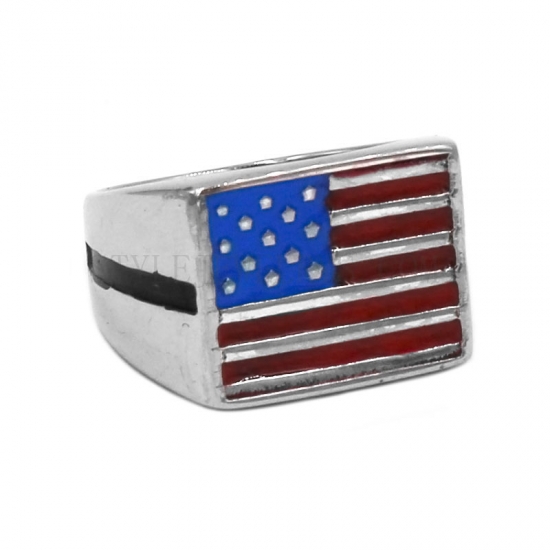 Classic American Flag Biker Ring Stainless Steel Jewelry Vintage USA Flag Motor Biker Ring For Mens Boys Wholesale SWR0789 - Click Image to Close