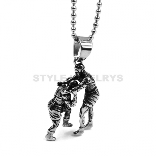 Stainless Steel Wrestling Sports Personality Pendant Necklace Men Punk Hip Hop Jewelry SWP0626 - Click Image to Close