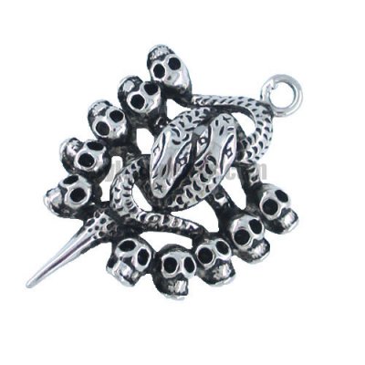 Stainless steel jewelry pendant snake and the skull SWP0035