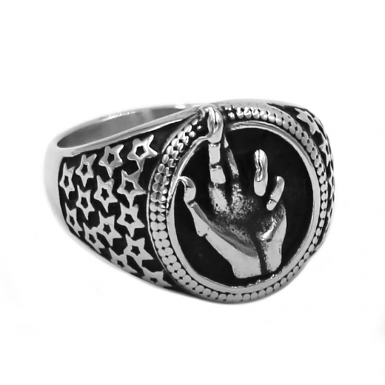 Stainless Steel Gesture Ring SWR0774 - Click Image to Close