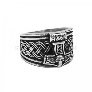 Wholesale Tribal Symbol Myth Thor Hammer Ring Stainless Steel Jewelry Norse Viking Rune Skull Biker Men Ring SWR0978