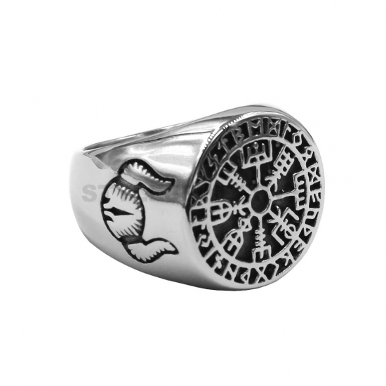 Viking Myth Odin Triangle Symbol Stainless Steel Men Ring Celtic Knot Men Ring SWR1022 - Click Image to Close