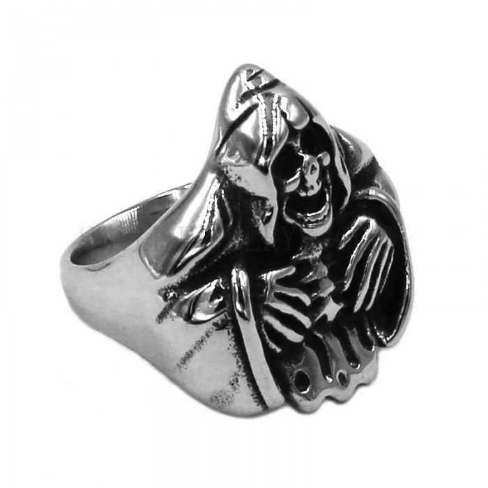 Grim Reaper Skull Ring Stainless Steel Jewelry Gothic Men Skull Motor ...