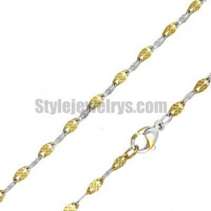 Stainless steel jewelry Chain 45cm length grid/checker half gold plating oval link chain necklace w/lobster 2.3mm ch360262