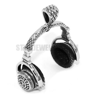 City Fashion Jewelry Male Casual Accessories Music Headset Earplugs Shape Stainless Steel Man Pendant Necklaces SWP0447