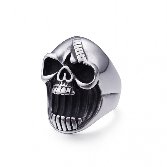 Stainless Steel Jewelry Skull Ring Vintage Biker Skull Jewelry Ring Fashion Ring SWR1005 - Click Image to Close