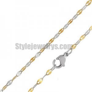 Stainless steel jewelry Chain 45cm half gold plate fancy link chain necklace w/lobster 1.8mm ch360266