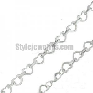 Stainless steel jewelry Chain 50cm - 55cm length heart link heart chain necklace w/lobster 10mm ch360222
