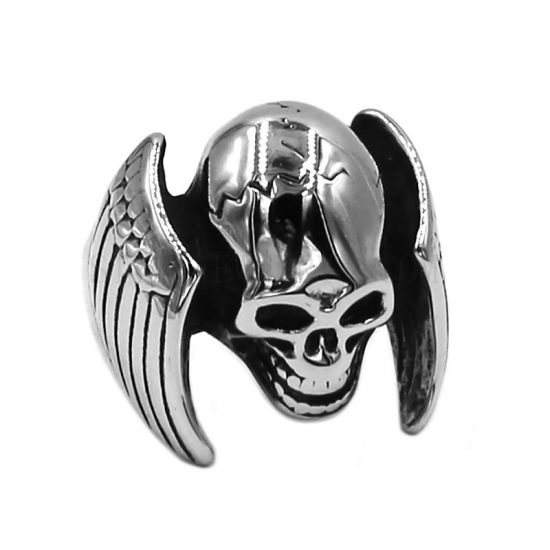 Gothic Angel Skull Ring Stainless Steel Wing Skull Ring SWR0769 - Click Image to Close