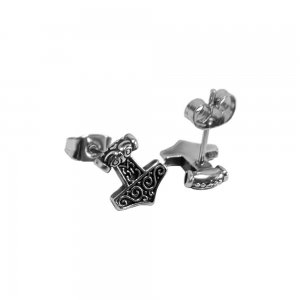 Classic Myth Thor's Hammer Earrings Studs Stainless Steel Jewelry Claddagh Celtic Knot Men Earring SJE370221