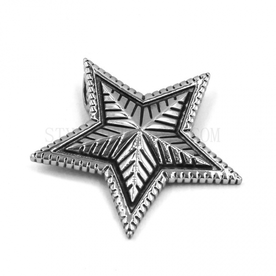 Pentagram Leaf Shape Pendant Stainless Steel Jewelry Pentagram Pendant Wholesale SWP0472 - Click Image to Close