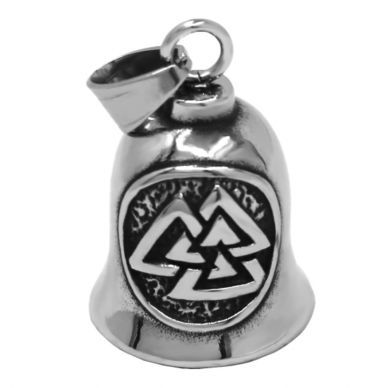 Norse Viking Rune Biker Bell Pendant Stainless Steel Jewelry Odin's Rune Celtic Knot Christmas Gift SWP0701 - Click Image to Close