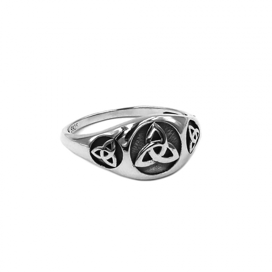 Fashion S925 Sterling Silver Celtic Knot Ring Claddagh Irish Jewelry Norse Viking Silver Wedding Ring for Women Girls SWR0944 - Click Image to Close