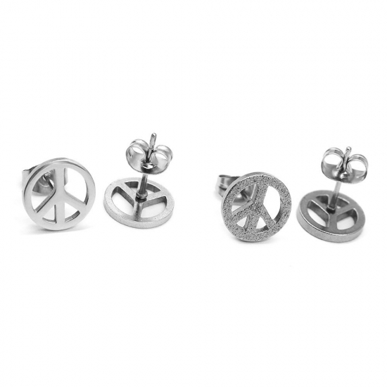 Peace symbol Earring Stainless Steel Jewelry Earring Fashion Earring SJE370217 - Click Image to Close
