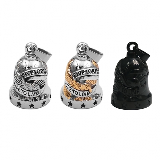 Live To Ride Biker Bell Pendant Stainless Steel Fashion Jewelry Pendant SWP0662 - Click Image to Close