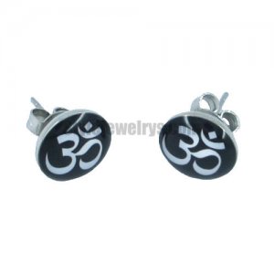Stainless steel jewelry earring Enamel Tibetan Buddhism OH earring SJE370005