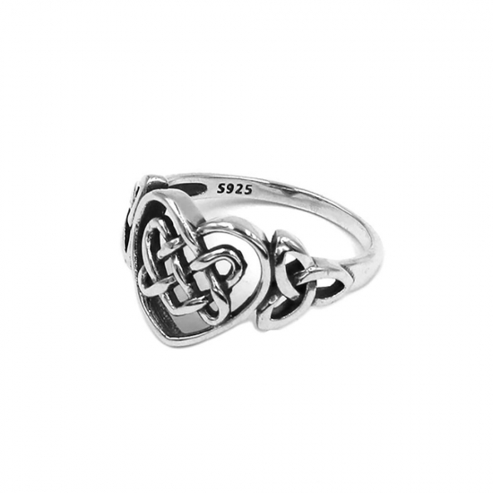 S925 Sterling Silver Celtic Knot Ring for Women Girls Fashion Claddagh Irish Silver Wedding Ring Gift Engagement SWR0946 - Click Image to Close