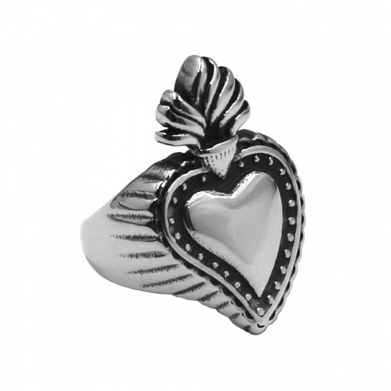 Fashion Crown Heart Ring Stainless Steel Jewelry Irish Celtic Knot Symbol Biker Wedding Ring for Women Girls SWR1029 - Click Image to Close