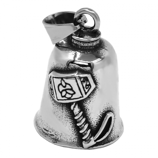 Domineering Viking Thor's Hammer Bell Pendant Motorcycle Riding Nordic Amulet Necklace SWP0698 - Click Image to Close