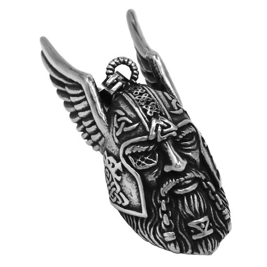 Viking Odin Necklace Norse Amulet Bell Pendant Stainless Steel Jewelry Bell Chain Male Charms Jewelry SWP0697 - Click Image to Close