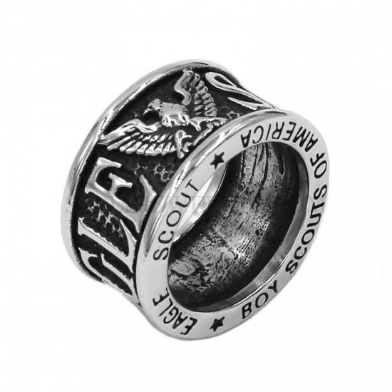 Eagle Scout Ring Stainless Steel Jewelry Classic Boy Scouts of America Military Biker Men Ring SWR00915 - Click Image to Close