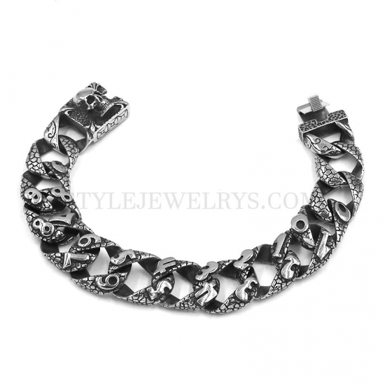 The Carved Word 0 to 9 Bracelet Jewelry Stainless Steel Fashion Jewelry Biker Bracelet Skull Bracelet SJB0381 - Click Image to Close