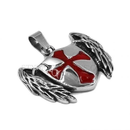Double Wings Pendant Stainless Steel Jewelry Pendant Cross Shield Pendant Biker Cross Pendant SWP0513 - Click Image to Close