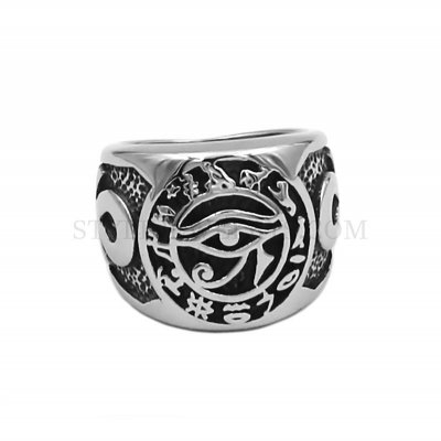 Egyptian Eye of Horus Ra Udjat Amulet Ring Stainless Steel Ring Egypt Pharaoh King Biker Ring For Man Wholesale SWR0851