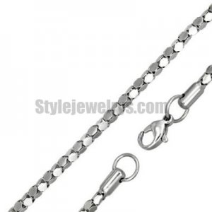 Stainless steel jewelry Chain 50cm - 55cm length oval box chain necklace w/lobster 3mm ch360244