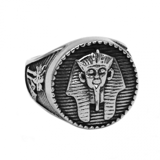 Egyptian Pharaoh Amulet Ring Stainless Steel Ring Egypt Pharaoh King Motor Biker Mens Women Ring Wholesale SWR0770 - Click Image to Close