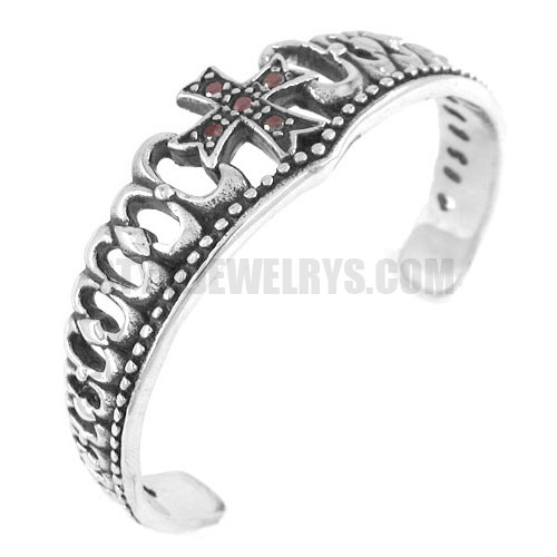 Stainless steel bangle cross cuff bracelet SJB0164R - Click Image to Close